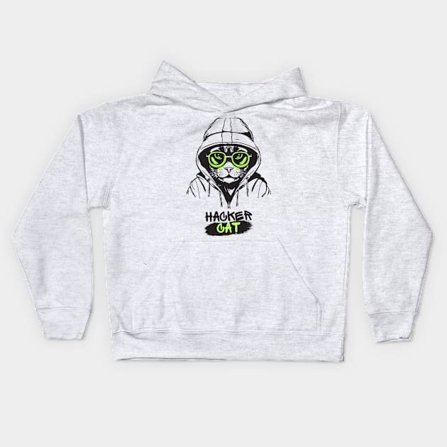 Hacker Cat: Pawsitively Witty Hacks Kids Hoodie by neverland-gifts